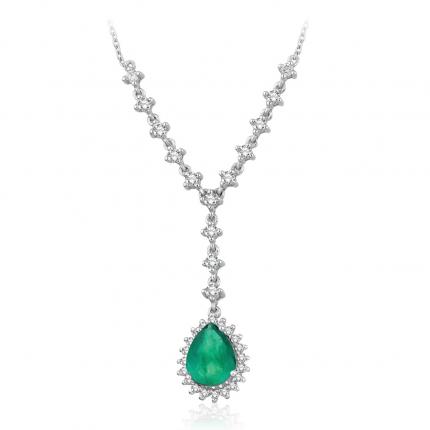 1.70 ct. Pırlanta Zümrüt Kolye